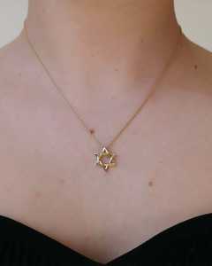 Collar con colgante solitario en forma de estrella, oro macizo de 14K y 18K, 15-16 pulgadas, para uso diario, dijes de amor de lujo, joyería fina - Product Image 4