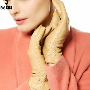 Gants en cuir pour femmes de haute qualité, personnalisés, doublés de laine, coupe-vent, chauds, pour l'extérieur, gants en cuir tendance - Product Image 2