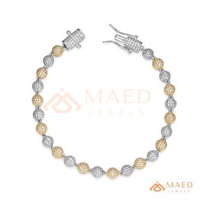 18K Gold Plated Diamond Cut Beaded <b>Bracelet</b> Luxury Tennis <b>Ball</b> Link <b>Bracelet</b> Fashion Jewelry for Women Men - Product Image 5