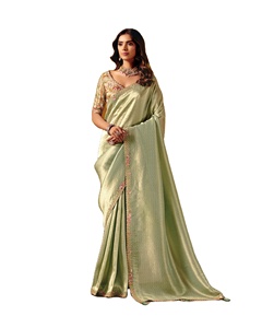 Neel Tara Smooth Zari Traditional Women's <b>Saree</b> Moisture Wicking & Wrinkle Free Winter Ready for Wedding & Party Occasions - Product Image 1