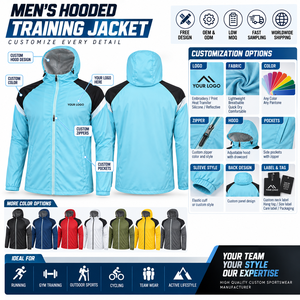 Chaqueta Deportiva Personalizada para Hombre, con Capucha, de Lana, Ligera, Cortavientos, de Secado Rápido, con Cierre Completo, para Correr, Marca Privada OEM - Product Image 4