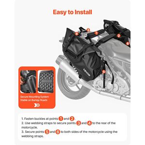Grande capacità 28 L (14 L X 2) borse da moto impermeabili sport Outdoor borse laterali tracolla tracolla nero - Product Image 4