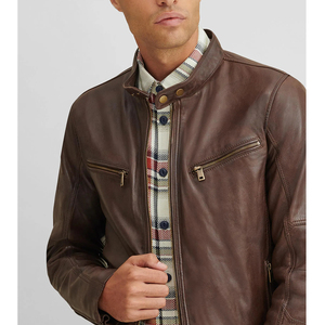 <b>Long</b> Sleeve Eco-Friendly Anti-Bacterial Winter Casual Quick Dry Breathable OEM Service Custom <b>Men's</b> Leather <b>Jacket</b> Front Logo - Product Image 4