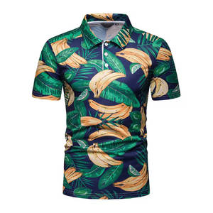 Custom Men's Sublimation Polo <b>Shirt</b> All Over <b>Banana</b> Tropical Print Short Sleeve Casual Golf <b>Shirt</b> OEM Wholesale - Product Image 1