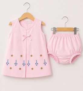 Conjunto de Túnica de Algodón con Bordado Floral para Bebés Niñas, Sin Mangas, Cuello Redondo, 2 Piezas, Transpirable, Ropa de Verano - Product Image 6