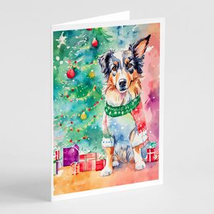 Berger australien fantaisiste A7 taille 5x7 cartes de voeux vierges paquet de 8 avec enveloppes thème de Noël - Product Image 1