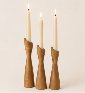 Mid Century Modern <b>Set</b> Of 3 Wooden Taper <b>Candle</b> Holders Handcrafted Natural Solid Wood Candlestick Stand For Wedding Centerpiece - Product Image 5