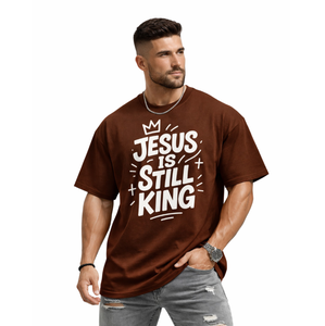 High Quality Heavyweight Cotton Oversized <b>Jesus</b> Is Still King T-<b>shirt</b> Men Christian Streetwear Vintage Graphic Drop Shoulder Tee - Product Image 1