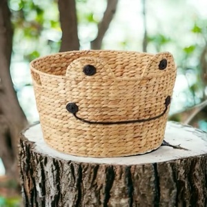Cesta de Almacenamiento de Ratán con Asa, Forma Redonda, para Sala de Estar, Organizador Multiusos, Cesta Tejida a Mano - Product Image 2