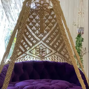 Balançoire familiale pour trois personnes, balançoire en macramé très grande et de haute qualité, balançoire en macramé pour le jardin, grande balançoire - Product Image 1