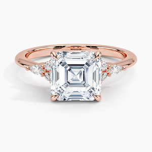 Trendy <b>Plain</b> Band Asscher Shape Moissanite Diamonds Round Pear Accent Party Wear <b>Ring</b> - Product Image 1