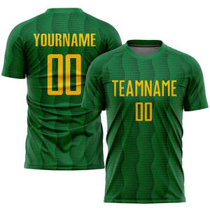 Ensemble de maillots de football à motif vert entièrement sublimé, ensemble de maillots personnalisés pour hommes, kits d'entraînement respirants, production en gros OEM - Product Image 2
