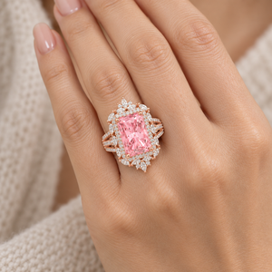 Bague Halo Pétale Marquise Rose Fantaisie 8.30 CTS, Diamant de Laboratoire en Or Jaune 14K, Bijou de Luxe Personnalisé OEM - Product Image 3
