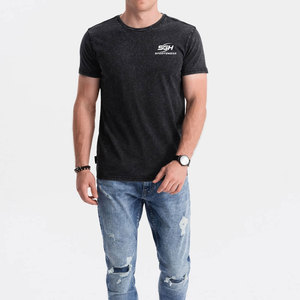 T-shirt délavé à l'acide pour homme, fabriqué au Pakistan, vêtement décontracté d'été en tissu respirant - Product Image 1