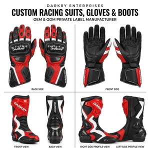 Combinaison en cuir personnalisée pour moto, équipement de protection pour motards, vente en gros OEM, vêtements pour la course sur circuit, bottes, gants, chaussures - Product Image 4