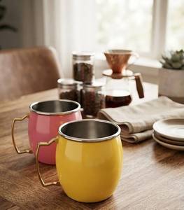Mug à Moscow Mule en cuivre le plus vendu avec motif lotus et bassin à carpes koï, gobelet droit - Product Image 3
