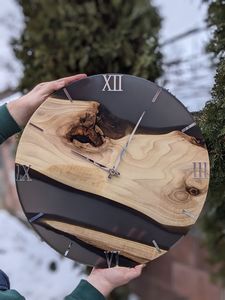 Luxury Ocean Wave Epoxy Resin <b>Wall</b> <b>Clock</b> 3D Beach Art Wood Hybrid Timepiece Handcrafted Blue Resin River <b>Wall</b> <b>Clock</b> - Product Image 4