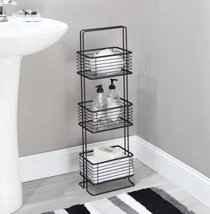 OEM/ODM Vietnam Decorative 3 Tier Metal <b>Storage</b> Organizer Basket Vertical Standing Bathroom Shelving <b>Unit</b> for Home Use - Product Image 5