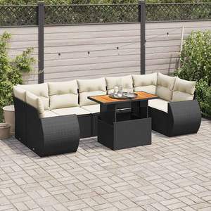 Conjunto de Sofá de Jardín de Ratán Negro con Reposabrazos Ajustables, Muebles de Exterior de Diseño Contemporáneo - Product Image 3