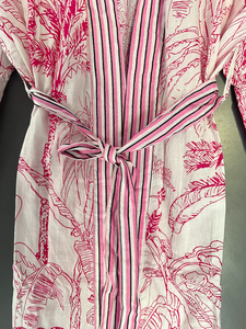 Bata Kimono de Algodón 100% Tejido con Estampado de Dibujos Animados para Mujer, Camisón de Verano Hecho a Mano ODM con Cuello en V, Cintura Elástica y Largo hasta la Rodilla - Product Image 2