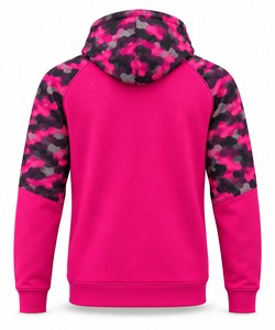 Sweat à capuche raglan rose camouflage pour homme avec logo imprimé par sublimation sur la poche avant – Prix bas - Product Image 5