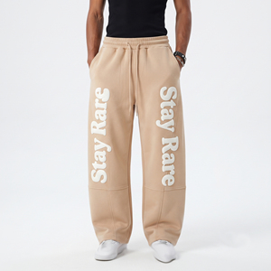 Men Cotton <b>Puff</b> Printing Sweat Pants High Drawstring Waist Baggy Men's Trouser Casual Full Length Winter Wear Sweat Pants Men - Product Image 6