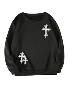 Sudadera con Cruz Gótica para Hombre, Cuello Redondo, Tejido de Algodón, Corte Regular, Estilo Invernal, Ecológica y Transpirable - Product Image 6