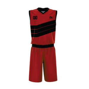 Conjunto de Camiseta de Baloncesto Personalizada Roja y Negra con Nombre y Números del Equipo, sin Mangas, Cuello en V, Poliéster que Absorbe la Humedad, Unisex, Transferencia Térmica - Product Image 5