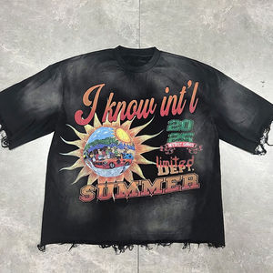Camiseta Gráfica Vintage Personalizada para Hombre, Estilo Urbano, Desgastada, Oversize, de Algodón, Top de Verano con Estampado de Manga Corta - Product Image 6