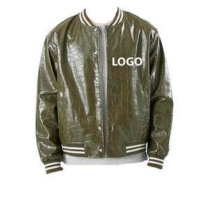 Premium Men's Genuine Leather Varsity Jacket Stand Collar <b>Winter</b> Streetwear Letterman Fashion Jacket - Product Image 2