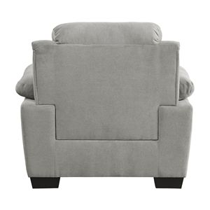 Fauteuil moderne gris 1 pièce en tissu texturé et structure en bois massif avec design capitonné pour le salon - Product Image 5