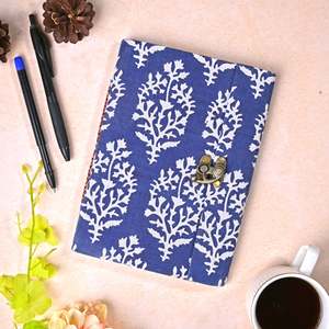 Abhita Retail Private Limited Handblock Dabu Print Recycled Handmade Paper Fabric Hardcover <b>Diary</b>/Notebook 7x5inch Lock for Gift - Product Image 1