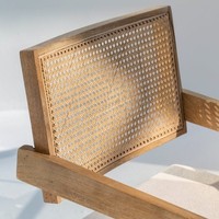 Chaise de salle à manger en bois Vandana Falcon Novara avec dossier en rotin pour intérieurs modernes élégants, usage domestique, bureau et salle de bain