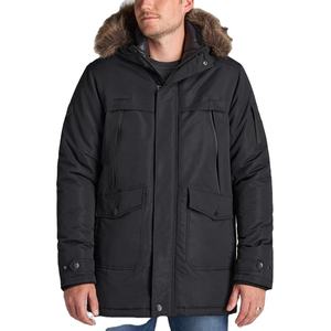Global Industry Men's Black Puffer Parka <b>Jacket</b> <b>Fur</b> <b>Hood</b> Windproof Casual Winter Coat Plus Size Zipper Closure Customized Logo - Product Image 1