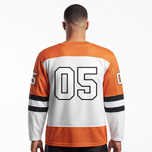 Maillot de hockey sur glace en mesh pour homme, manches longues, respirant, col en V, maillot de hockey OEM pour homme - Product Image 2