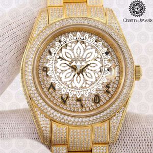 Charm Jewells Montre de luxe pour femme en acier inoxydable, boîtier rond, mouvement à quartz analogique, bracelet incrusté de diamants, 30 mm - Product Image 2