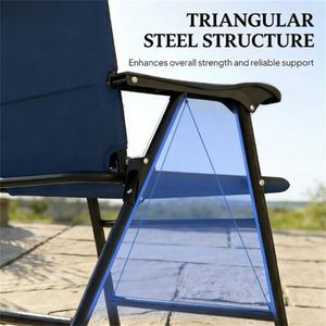 Set di Due Sedie Pieghevoli Blu Scuro per Terrazza, Campeggio e Giardino - Product Image 2