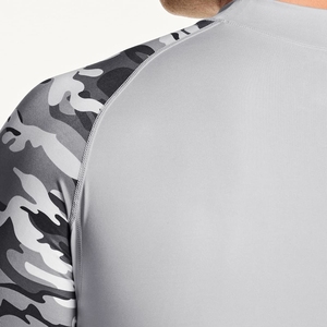 Unisex Full Sleeve Rash Guard Compression <b>Top</b> Gray <b>Camo</b> Print Anti-Uv Breathable 180g Sportswear Athletic Fit - Product Image 4
