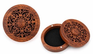 Wooden Round Incense <b>Burner</b> Carved Traditional Design Handmade Tabletop for Indoor Home Decor Living Room Use - Product Image 4