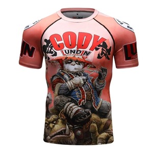 Rashguard OEM ODM Rash Guard Men Sublimation <b>Printed</b> Spandex Bjj Rash Guard Gym <b>Surfing</b> Diving Rashguard Compression Shirt - Product Image 1