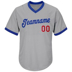 Camiseta de Béisbol Personalizada con Cuello en V Gris para Hombre, Manga Corta, Nombre del Equipo Impreso por Sublimación, Ropa Deportiva de Poliéster que Absorbe la Humedad - Product Image 4