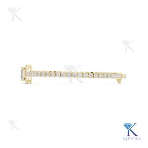 Elegant Emerald Halo Diamond Tennis <b>Bracelet</b> 14K <b>Solid</b> Gold Fine Luxury Jewelry Gift Manufacturer Wholesale Supplier - Product Image 5