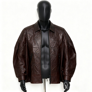Custom Genuine <b>Leather</b> <b>Jackets</b> <b>Men</b> Womens Unisex Eco-Friendly Windproof V-Neck Streetwear Front Logo Winter - Product Image 4