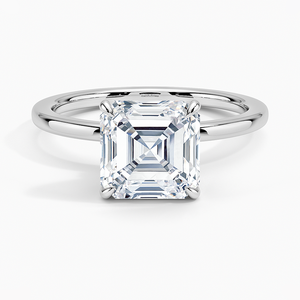 Anillo de Compromiso Femenino de Plata de Ley 925 con Línea de Alambre Liso y Diamantes de Moissanita Cuadrados - Product Image 5
