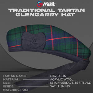 Gorro Formal Highlander Glengarry Hecho a Mano en Mezcla de Lana Suave con Tartán Escocés del Clan Davidson 2026 - Product Image 3