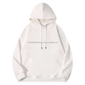 Sudadera con capucha para hombre de Color sólido con hombros caídos 2025, ropa deportiva holgada de manga larga con logotipo impreso fijo en blanco, venta al por mayor - Product Image 3