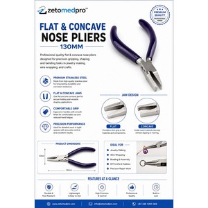 Flat and Concave <b>Nose</b> Pliers 130mm Jewelry Making Wire Forming Tool ZetomedPro - Product Image 5