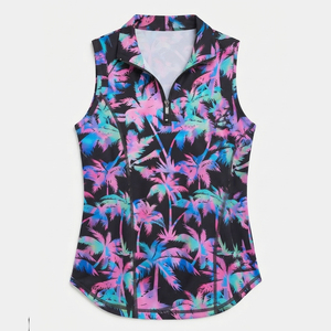 Prix d'usine – Nouveaux polos de golf sans manches pour femmes, impression par sublimation, coupe ajustée, séchage rapide, tenue décontractée - Product Image 4