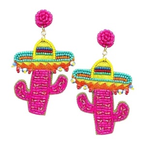Boucles d'oreilles créoles classiques CRYSTAL CRAFT brodées de perles de rocaille et de pierres précieuses, avec pendentifs légers en perles, pour mariage, fête, style ethnique, bijoux festifs - Product Image 1