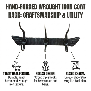 Cast Iron Door Hangers Multiple Shapes Sizes Rustic Decorative Wall <b>Hooks</b> Vintage Metal Heavy Duty Hanger for Home Garden - Product Image 6